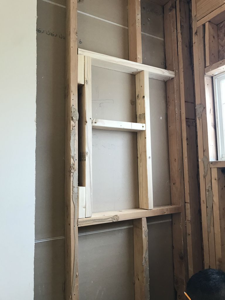 And a frame for the shower niche