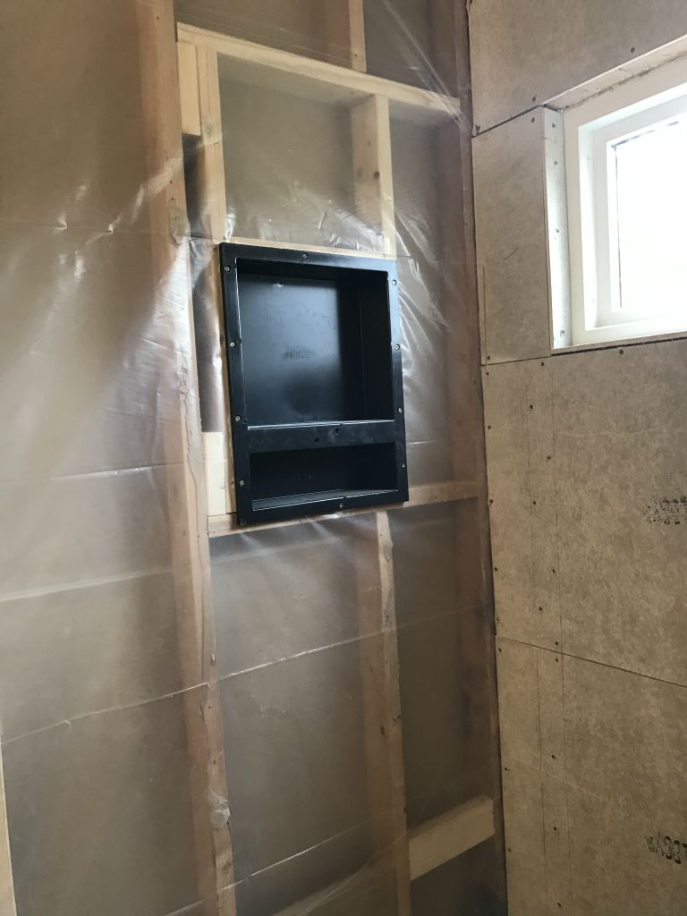 Shower niche installed.