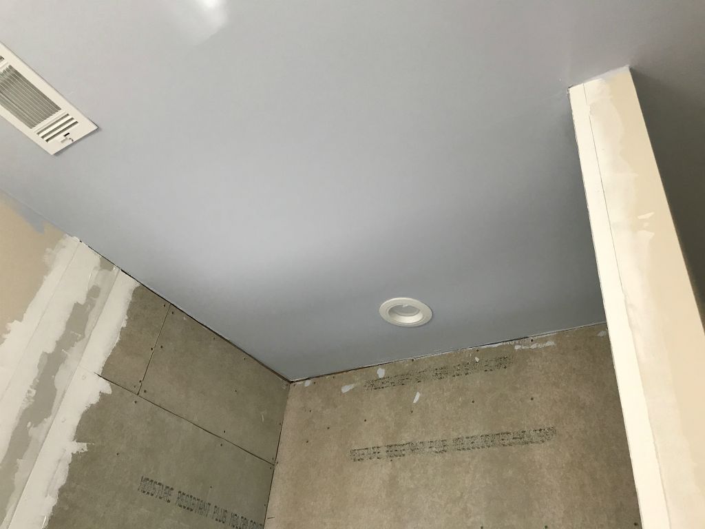 Ceiling is painted and a new shower light installed.