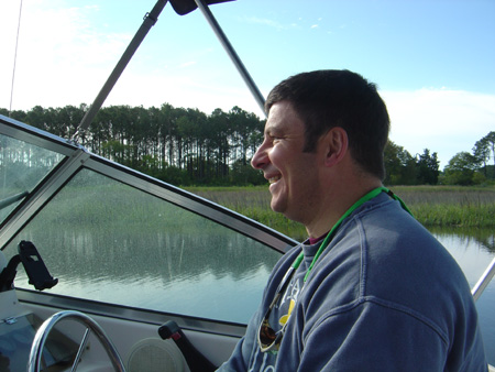 Nick in Caroll's boat