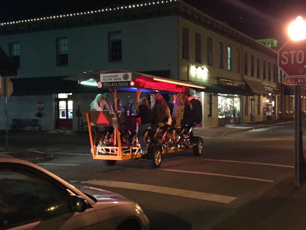 The cycling pub crawl trolley in Savannah where Nick and I spend the night to prep for the wedding - 26 Feb