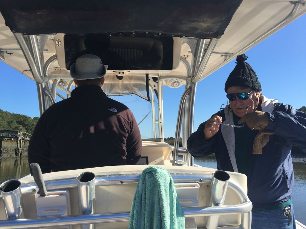 Heading out to the lot in Tommy's boat - 20 Dec 2015