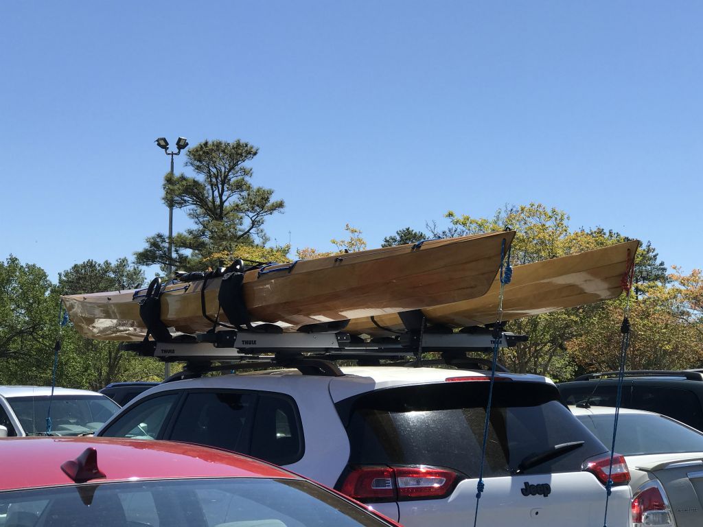 We admire some gorgeous wooden kayaks