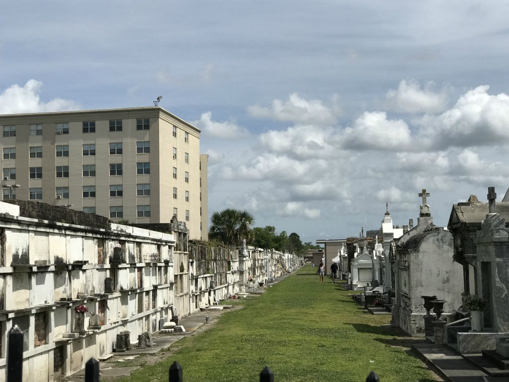 St. Louis cemetary #1.  The crypts on the left are for less affluent individuals or if your crypt is too full.