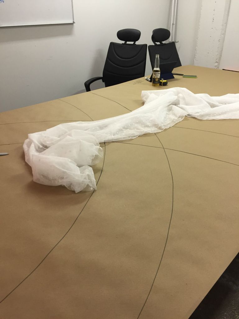 We take over the office conference room one night to create a tablecloth pattern - 1 Feb 2016