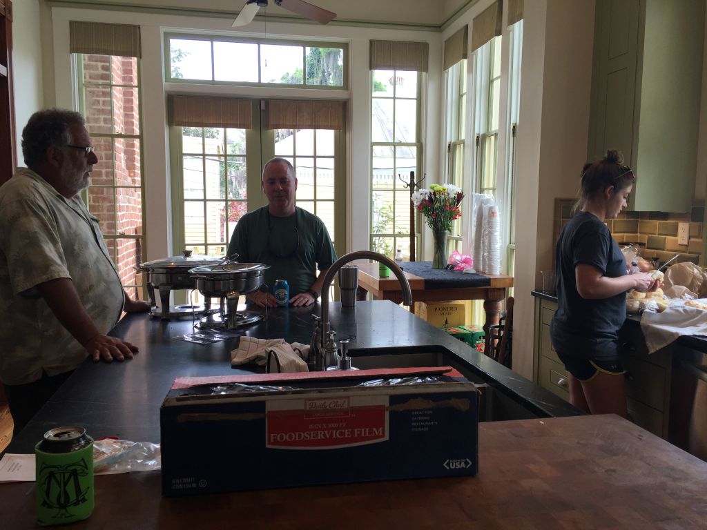 Steve (who owns the house), Wade and one of the catering staff.  Getting ready for the party.