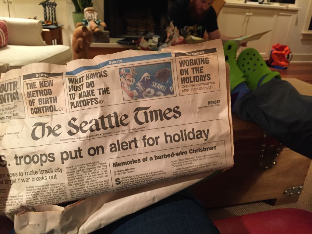 Tyler was only 1 when we wrapped the train in this paper.  And Jess not even born yet!
