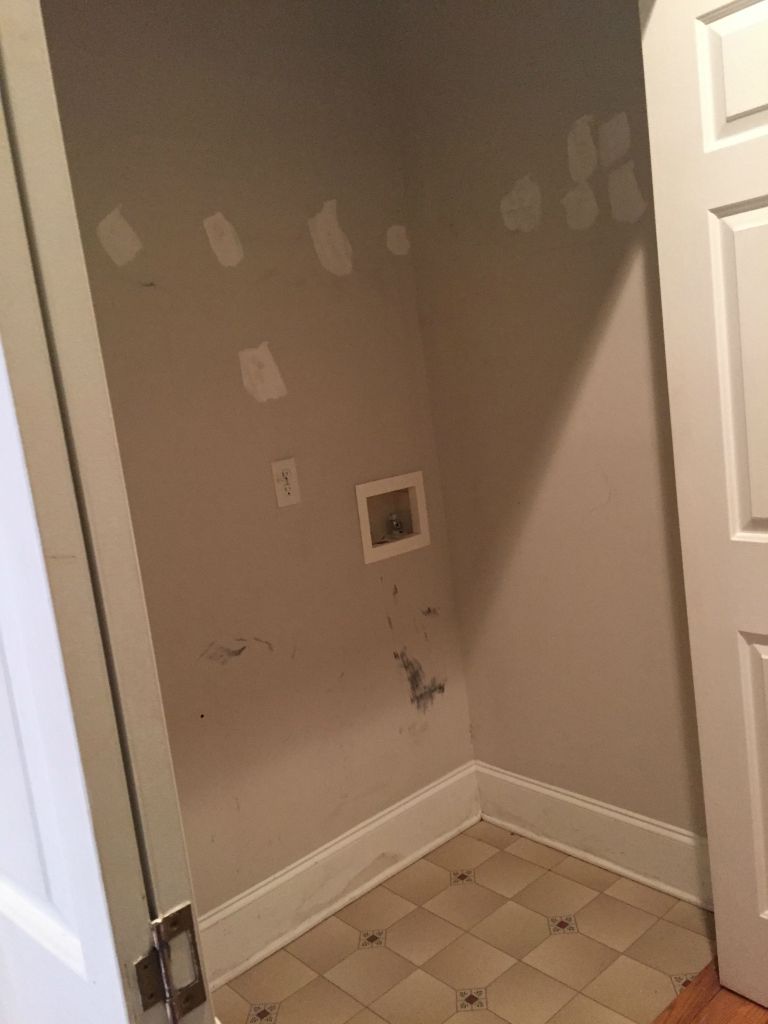 Old shelves are down and walls patched