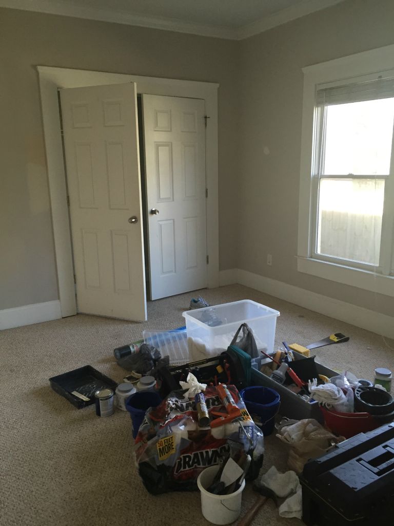 Guest room (or our DIY storage spot for now)