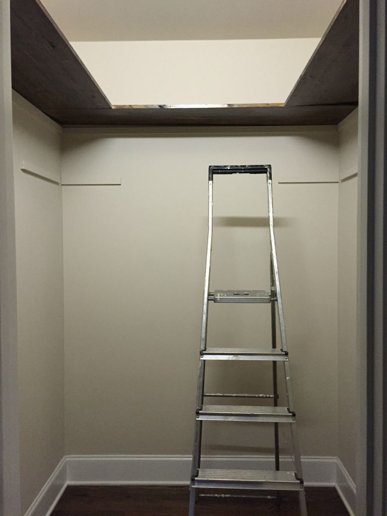Top shelf goes up in the closet