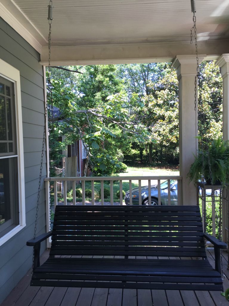 We're going to paint the swing on the front porch the same blue as the dining room - 22 May