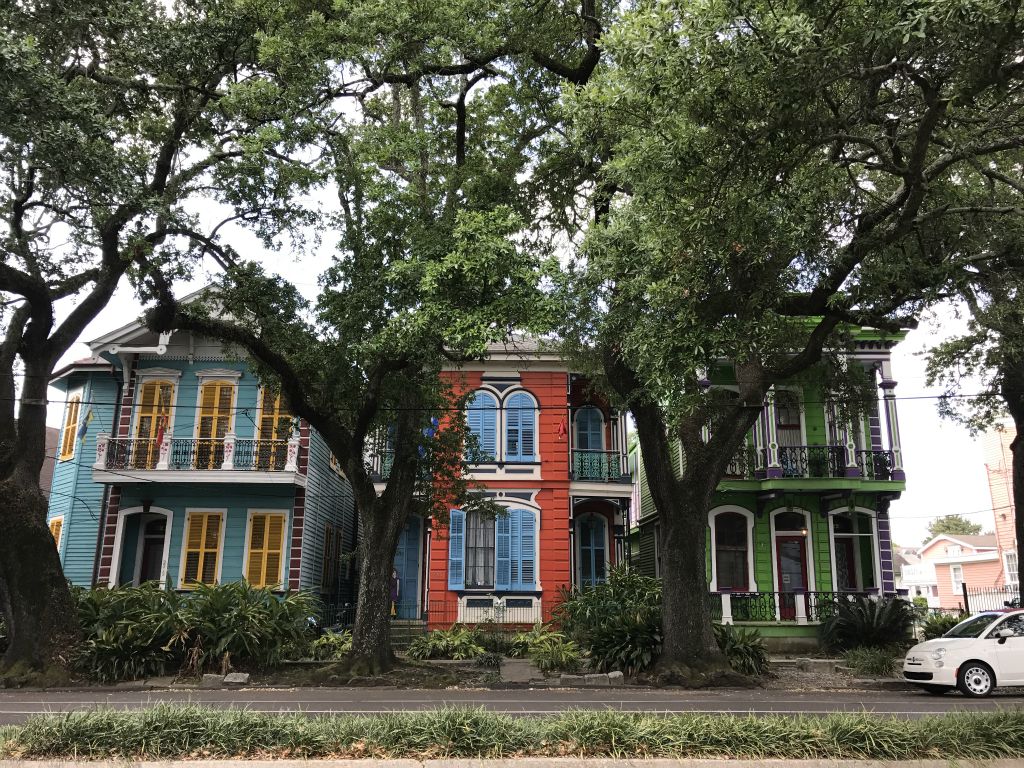 Colorful but wonky B&Bs.  Can't tell from here but trust me, the green building is very askew.
