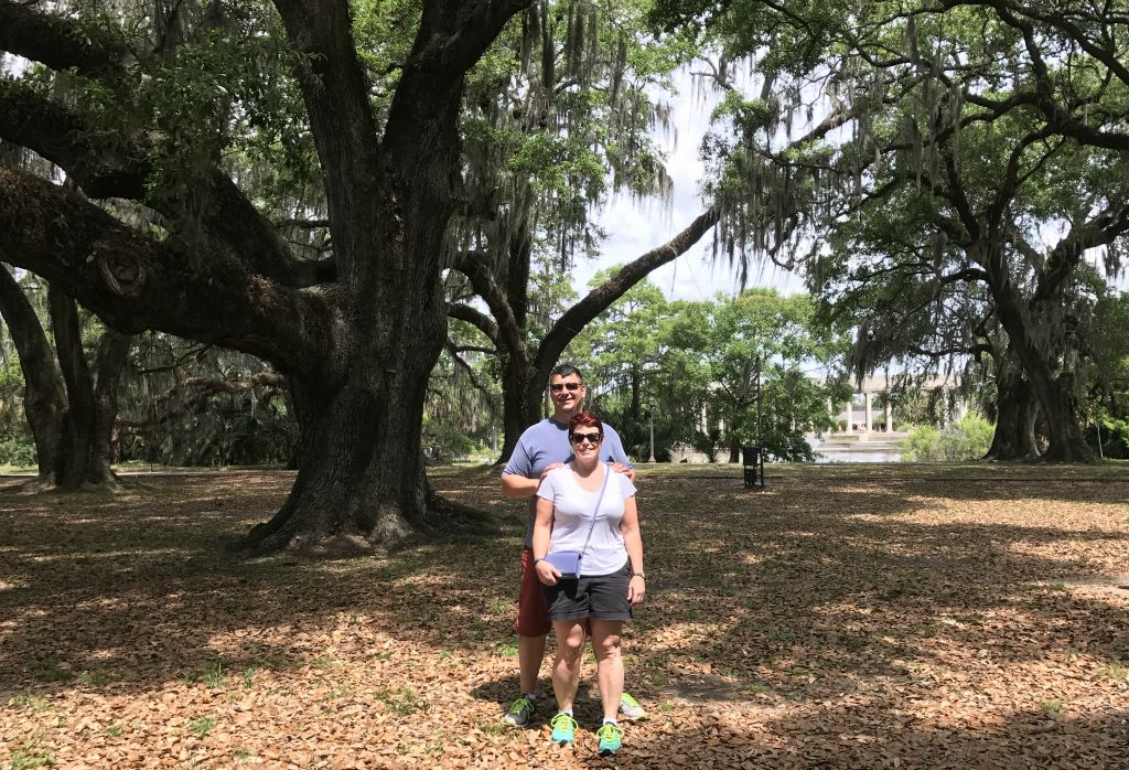 Same pic of us with the beautiful park in full view.