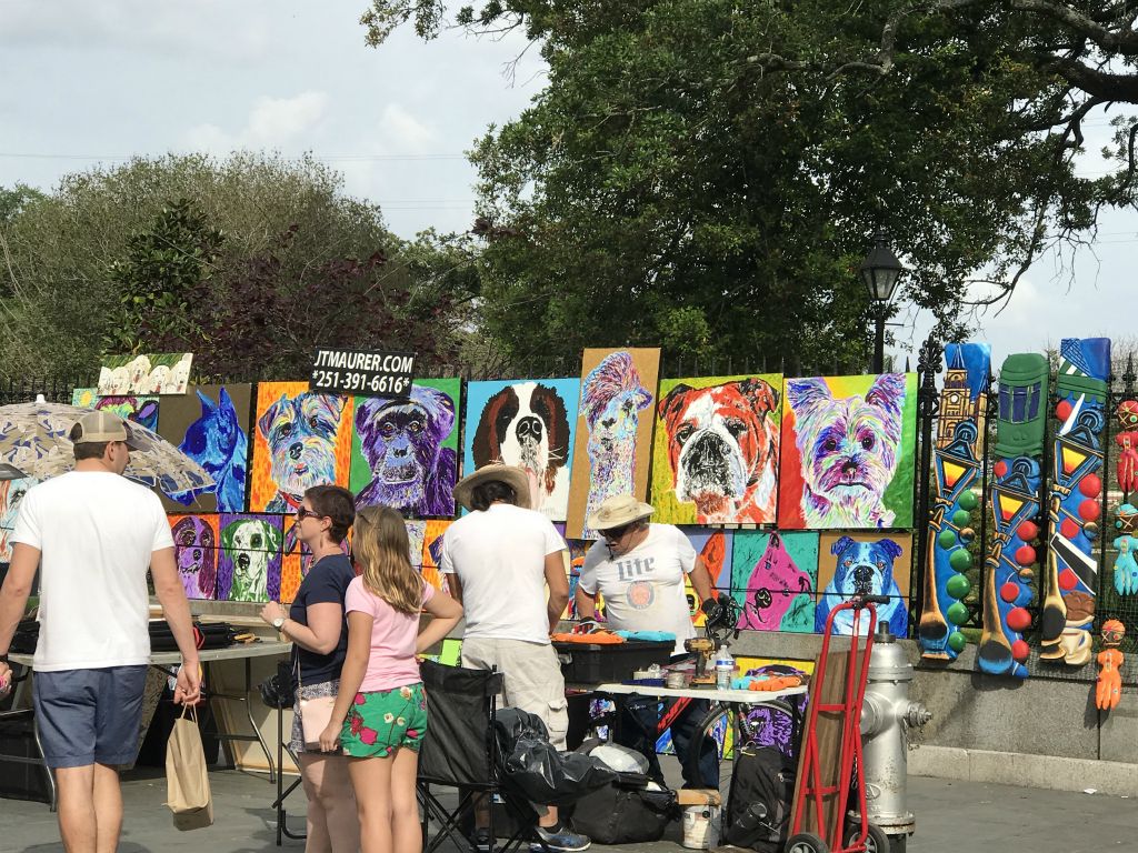We walk around and admire the "art".  Not sure I need a giant purple chimpanzee painting.