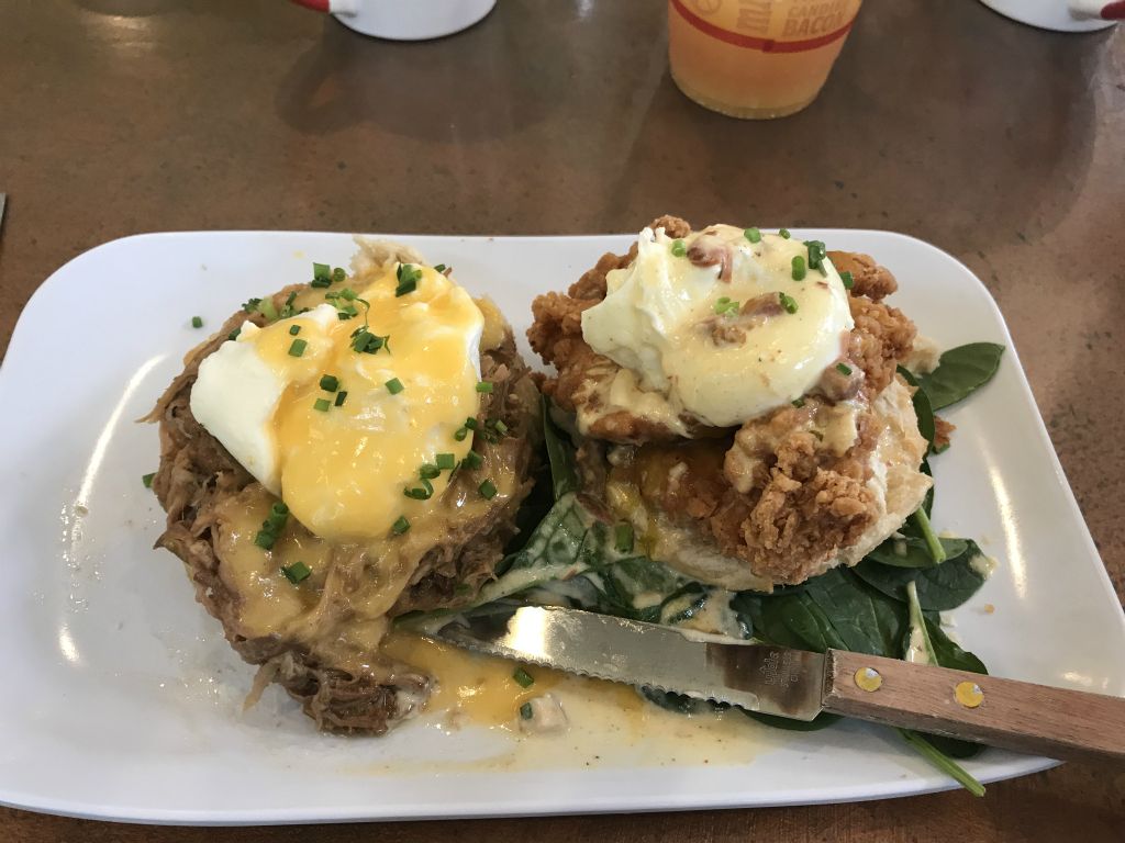 Pork and Chicken Benedicts.  SOOOO good.